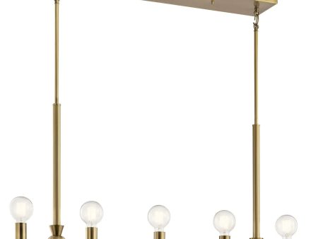 Torvee 41  5-Light Linear Chandelier, Brushed Natural Brass Finish Online Sale