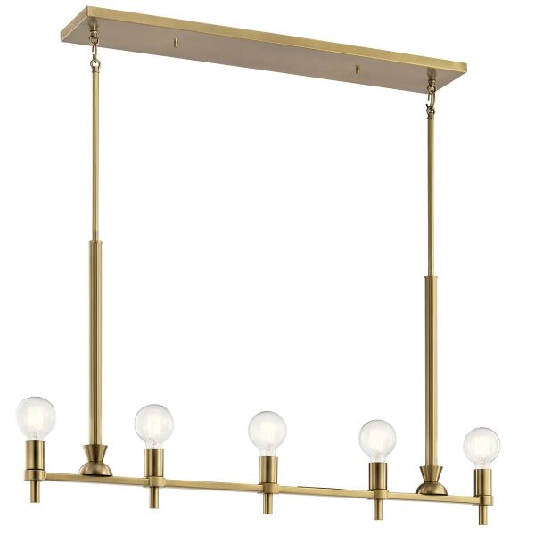 Torvee 41  5-Light Linear Chandelier, Brushed Natural Brass Finish Online Sale