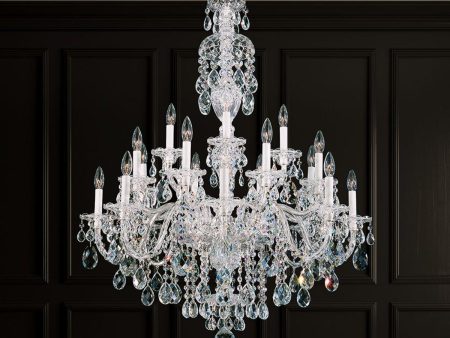 Sterling 20 Light Silver Chandelier with Clear Heritage Crystals Sale