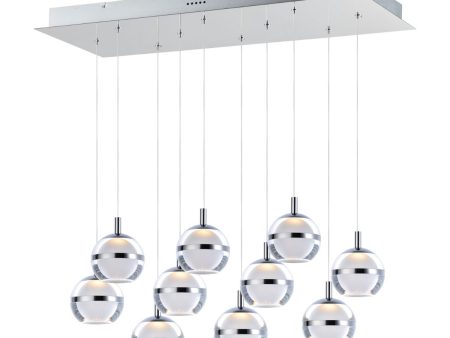 Swank 31 in. 10 Lights LED Pendant Light Chrome finish Cheap