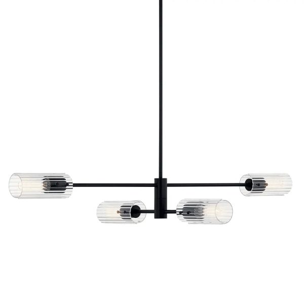 Velestino 47  4-Light Linear Chandelier, Black Finish Online Sale