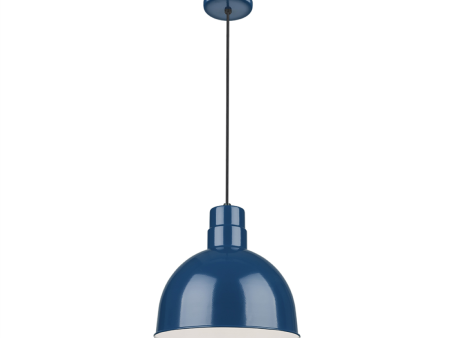 R Series 12  Cord Hung Deep Bowl Shade Pendant Light Navy Blue Finish Online Hot Sale