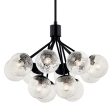 Silvarious 30  12-Light Convertible Chandelier with Clear Crackle Glass, Black Finish Online now