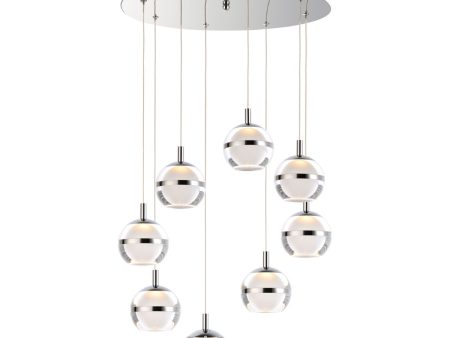 Swank 19 in. 8 Lights LED Pendant Light Chrome finish Fashion