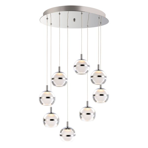 Swank 19 in. 8 Lights LED Pendant Light Chrome finish Fashion