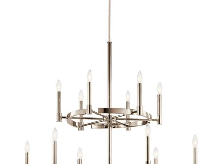 Tolani 40  12-Light Multi-Tier Chandelier, Polished Nickel Finish Discount