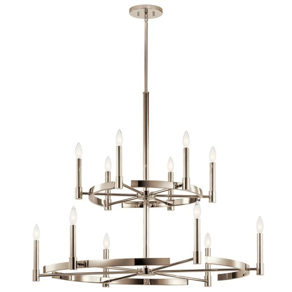 Tolani 40  12-Light Multi-Tier Chandelier, Polished Nickel Finish Discount