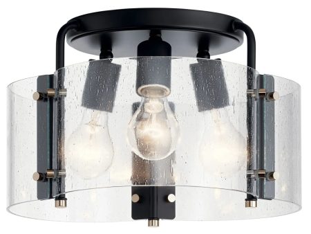 Thoreau 14  3-Light Semi-Flush Mount Light, Black Finish Online Sale