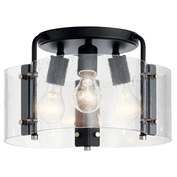 Thoreau 14  3-Light Semi-Flush Mount Light, Black Finish Online Sale