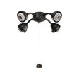 13 In. 4 LED Lights Bent Arm Fitter Ceiling Fan Light Kit, Antique Pewter Finish Fashion