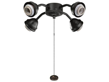 13 In. 4 LED Lights Bent Arm Fitter Ceiling Fan Light Kit, Antique Pewter Finish Fashion