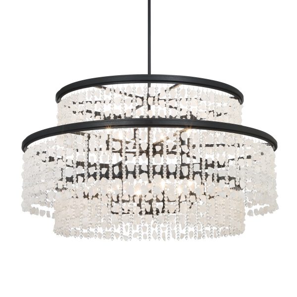 Shimmering Elegance 48  12 Lights Chandelier Light Black Finish For Discount