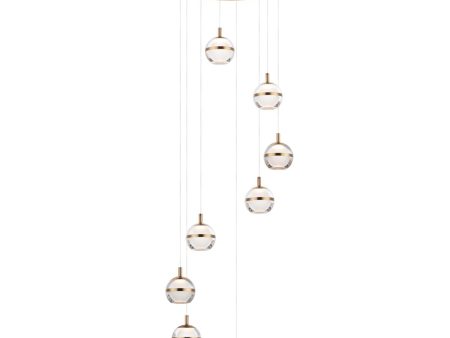 Swank 19 in. 8 Lights LED Pendant Light Brass finish For Discount