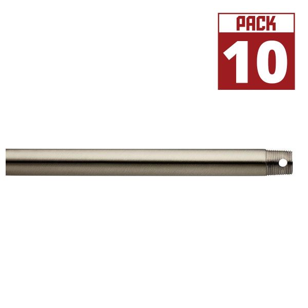 12 Inch Fan Downrod, Brushed Stainless Steel Finish, Case of 10 Hot on Sale