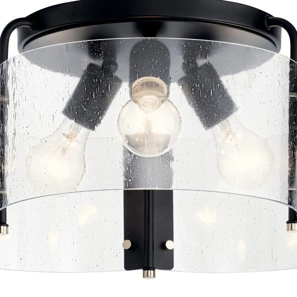 Thoreau 18  3-Light Semi-Flush Mount Light, Black Finish Online now