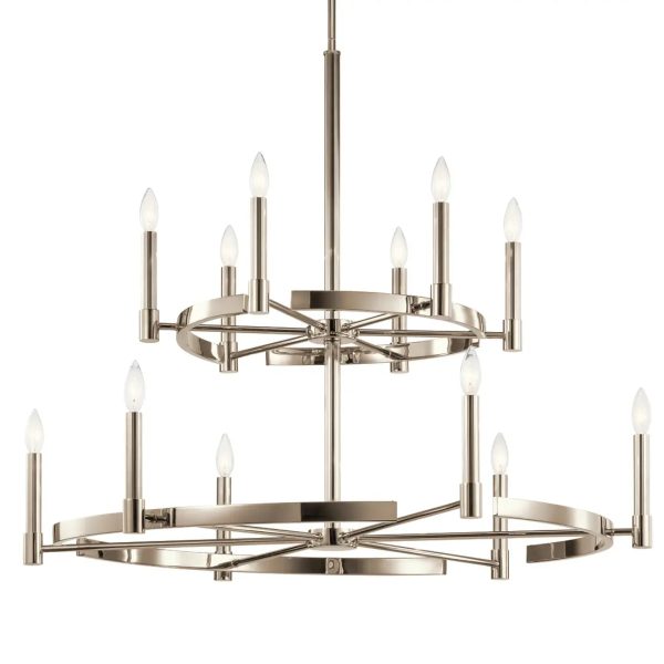 Tolani 40  12-Light Multi-Tier Chandelier, Polished Nickel Finish Discount