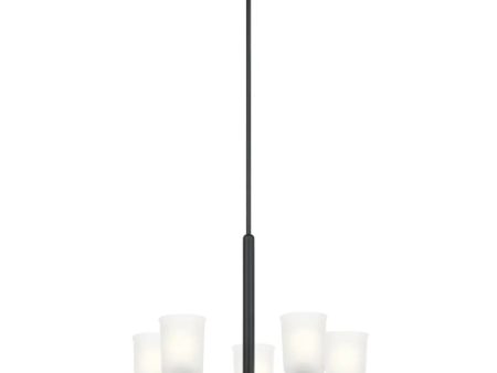 Shailene 24  5-Light Chandelier with Clear Satin Etched Glass, Black Finish Online