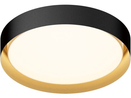 Echo 24 in. LED Flush Mount Light, Selectable CCT Black Finish with Gold interior Online Hot Sale