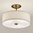 Shailene 18  3-Light Round Semi-Flush Mount, Natural Brass Finish Fashion