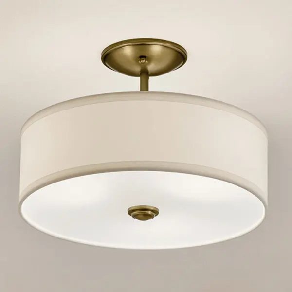 Shailene 18  3-Light Round Semi-Flush Mount, Natural Brass Finish Fashion