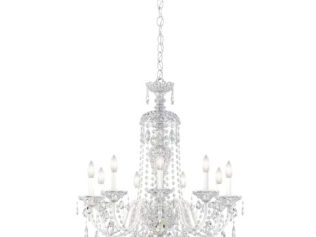 Sterling 9 Light Silver Chandelier with Clear Heritage Crystals on Sale