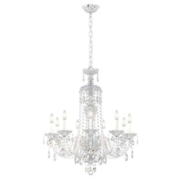 Sterling 9 Light Silver Chandelier with Clear Heritage Crystals on Sale