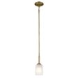 Shailene 11  1-Light Mini Pendant Light with Clear Satin Etched Glass, Natural Brass Finish For Sale