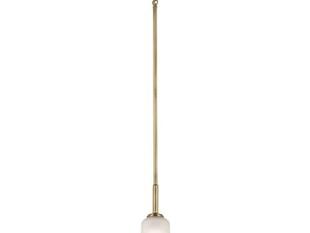 Shailene 11  1-Light Mini Pendant Light with Clear Satin Etched Glass, Natural Brass Finish For Sale