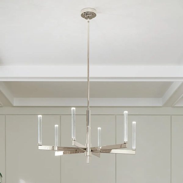 Sycara 36  6-Light LED Chandelier, Polished Nickel Finish Fashion