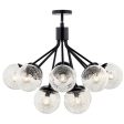 Silvarious 30  12-Light Convertible Chandelier with Clear Crackle Glass, Black Finish Online now