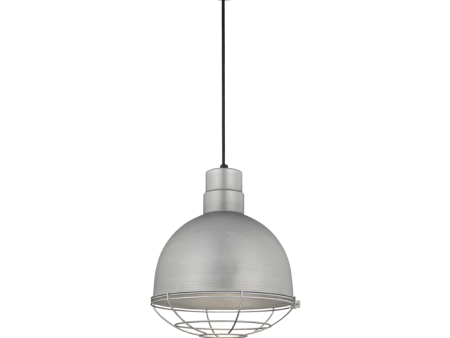 R Series 12  Cord Hung Deep Bowl Shade Pendant Light Galvanized Finish on Sale