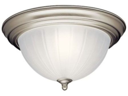 Zeo 13 in. 2 Lights Flush Mount Light Nickel finish For Sale