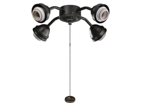 13 In. 4 LED Lights Bent Arm Fitter Ceiling Fan Light Kit, Brushed Stainless Steel Finish For Discount