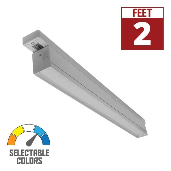 T-Line 2ft LED Linear Track Bar 20W 1600 Lumens Selectable 30K|35K|40K, Halo, Silver Hot on Sale