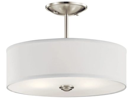 Shailene 14  3-Light Semi-Flush Mount Light, Brushed Nickel Finish Sale