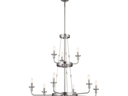 Vetivene 40  9-Light Chandelier, Classic Pewter Finish For Sale