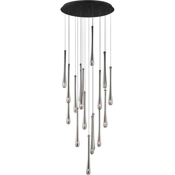 Stillo 25 in. 18 Lights LED Pendant Light Black finish Supply