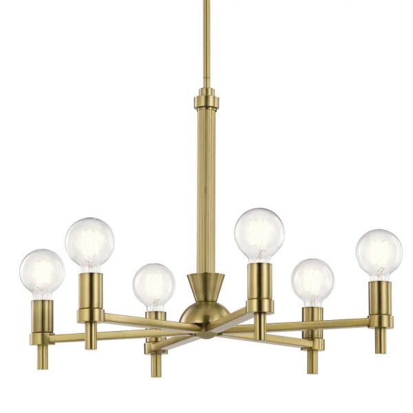 Torvee 25  6-Light Chandelier, Brushed Natural Brass Finish Sale