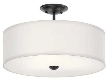 Shailene 18  3-Light Round Semi-Flush Mount, Black Finish For Discount