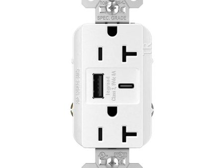 Legrand TR20USBAC6 Tamper Resistant 20A Duplex Receptacle with USB Type A C Sale