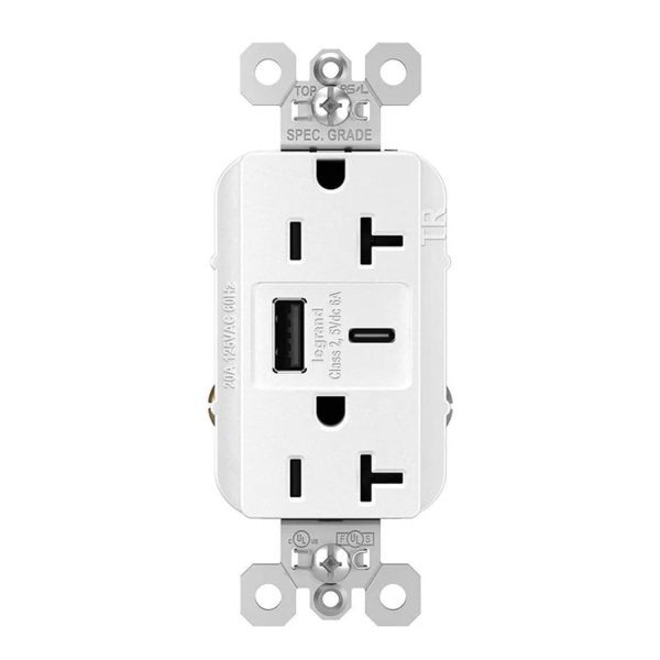 Legrand TR20USBAC6 Tamper Resistant 20A Duplex Receptacle with USB Type A C Sale