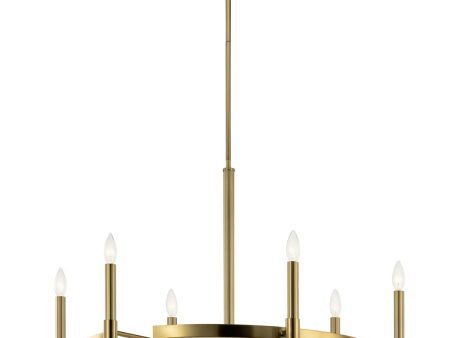 Tolani 34  6-Light Chandelier, Brushed Natural Brass Finish Online Hot Sale