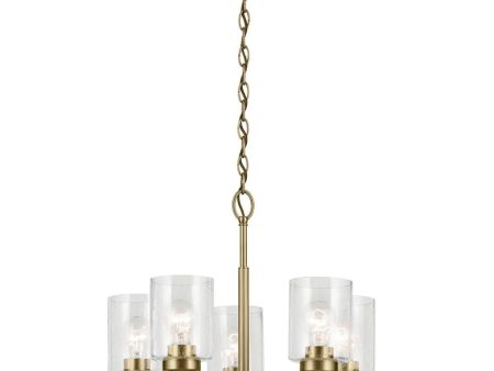 Winslow 20  5-Light Chandelier, Natural Brass Finish Hot on Sale