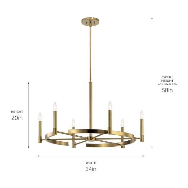 Tolani 34  6-Light Chandelier, Brushed Natural Brass Finish Online Hot Sale