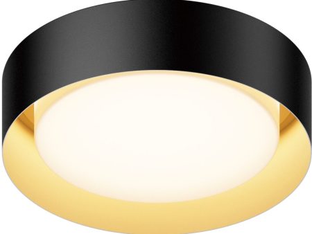 Echo 13 in. LED Flush Mount Light Black Finish with Gold interior Cheap