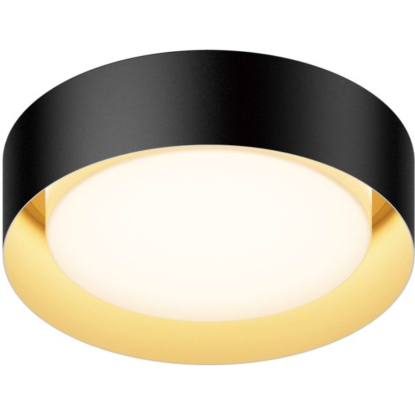 Echo 13 in. LED Flush Mount Light Black Finish with Gold interior Cheap