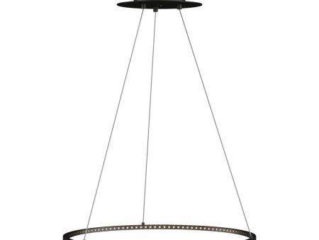 Vellavi 24 in. Round LED Chandelier Black Finish Discount