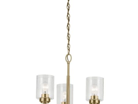 Winslow 18  3-Light Chandelier, Natural Brass Finish Sale