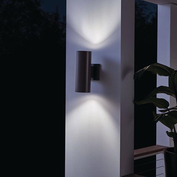 12 Inch  2 Lights Up Down Cylinder Outdoor Wall Light Bronze Finish Online now