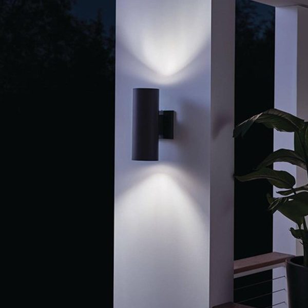 12 Inch  2 Lights Up Down Cylinder Outdoor Wall Light Black Finish Online